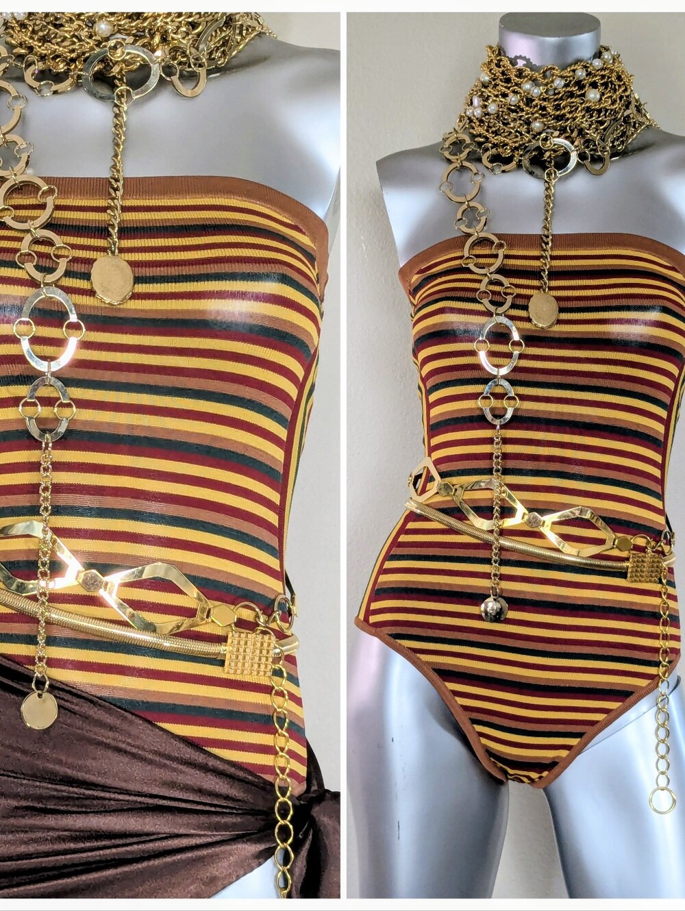 Urban Outfitters Multicolor Festival Ribbed Striped Strapless Bodysuit Tube Top